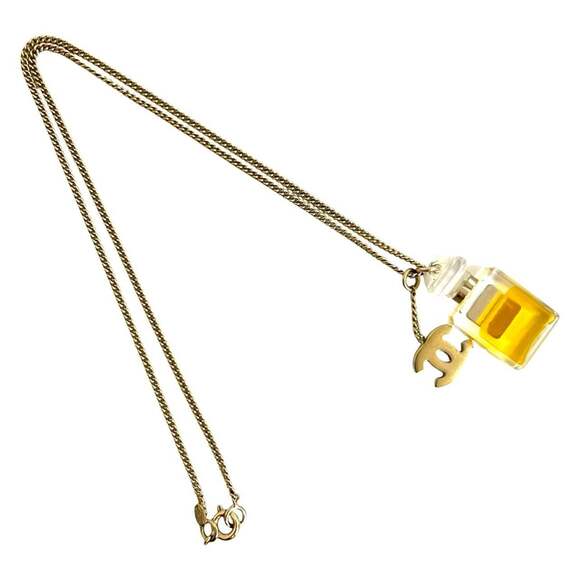 CHANEL Authentic Gold Logo Necklace CHANEL Authentic Gold Logo Necklace